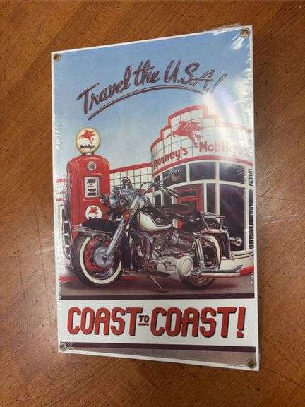 Sealed Heavy 12” Tall Mobilgas USA “Coast to Coast!” Signage image