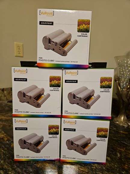 Five(5) NIB VuPoint Solutions color cartridges #ACS-IP-P10-VP for PHOTO CUBE compact photo printer model IP-P10-VP... image