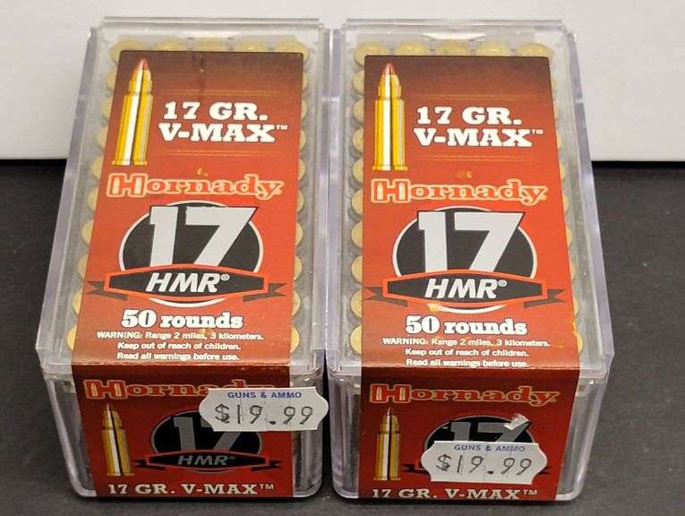 Two 50 Round Boxes Hornady 17 HMR V-Max 17 Grain image