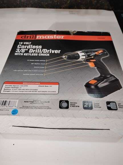 Cordless 3/8" Drill/Driver 18 volt with keyless chuck, Drill Master. New in box never used. Untested. image