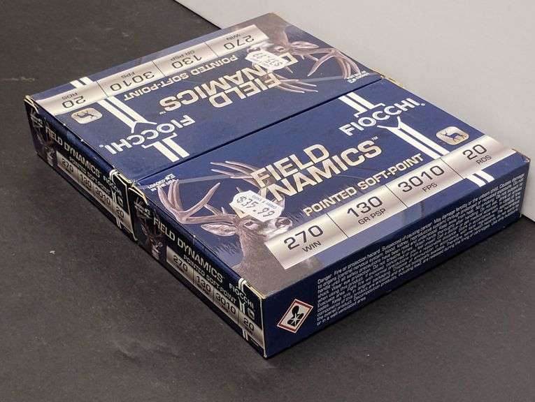 Two 20 Cartridge Boxes Fiocchi Field Dynamics Pointed Soft Point 270 WIN 130 Grain PSP image