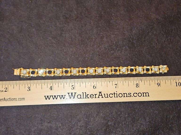 Ladies 14K gold & diamond bracelet 25.6 total grams DIAMONDS TESTED POSITIVE USING DIAMOND SELECTOR II TESTER... image