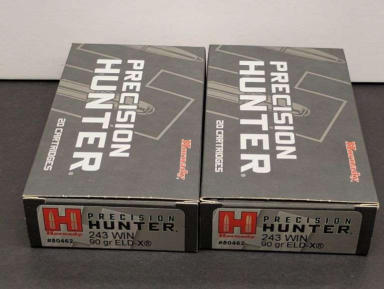 Two 20 Cartridge Boxes Hornady Precision Hunter 243 WIN 90 Grain ELD-X image