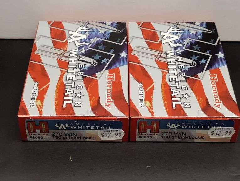 Two 20 Cartridge Boxes Hornady American Whitetail 270 WIN 130 Grain InterLock image