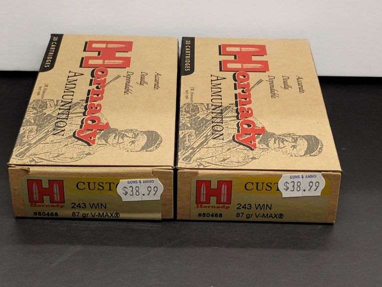 Two 20 Cartridge Boxes Hornady 243 WIN 87 Grain V-MAX image