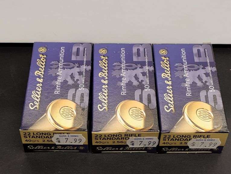 Three 50 Cartridge Boxes Sellier & Bellot 22 LR Rimfire 40gr image