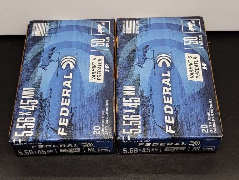 Two 20 Cartridge Boxes Federal 5.56 x 45 MM 50 Grain image