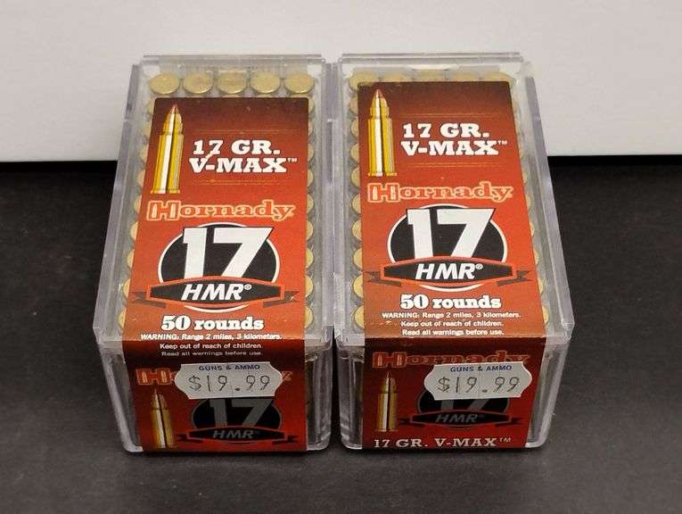 Two 50 Round Boxes Hornady 17 HMR V-Max 17 Grain image
