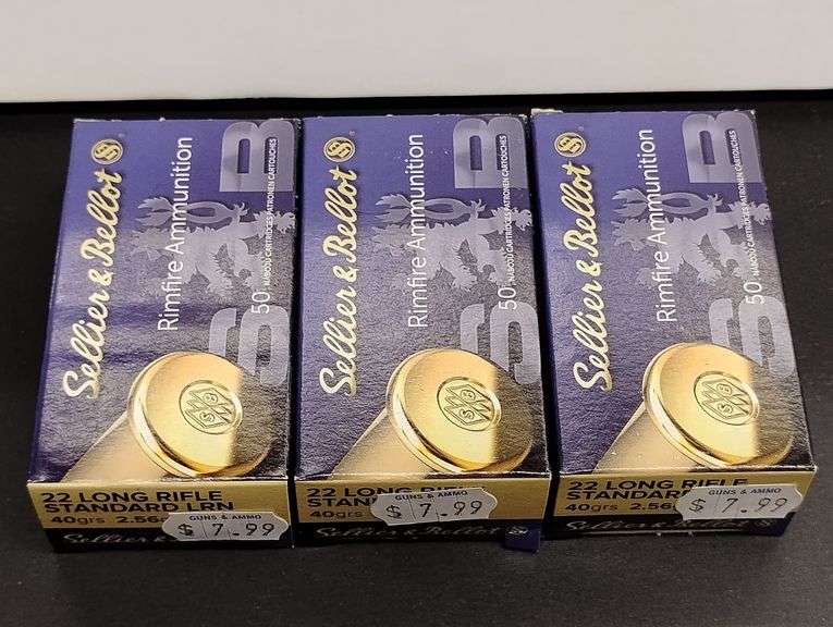 Three 50 Cartridge Boxes Sellier & Bellot 22 LR Rimfire 40gr image