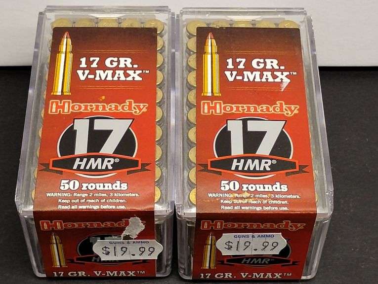 Two 50 Round Boxes Hornady 17 HMR V-Max 17 Grain image