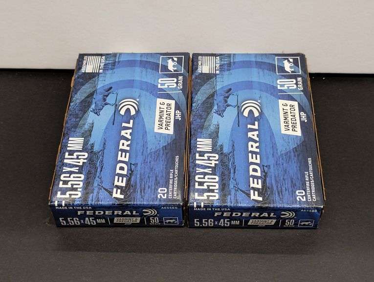 Two 20 Cartridge Boxes Federal 5.56 x 45 MM 50 Grain image