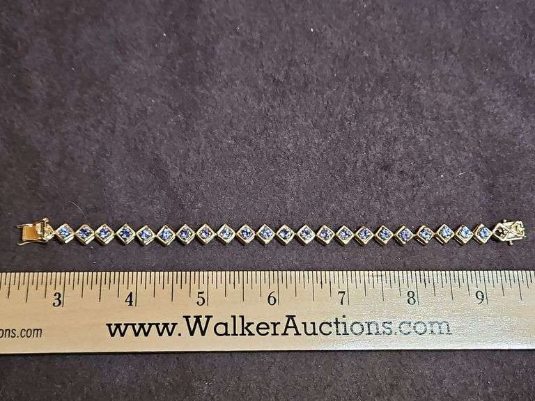 Ladies 14K gold & light purple stone bracelet 18.6 total grams... image