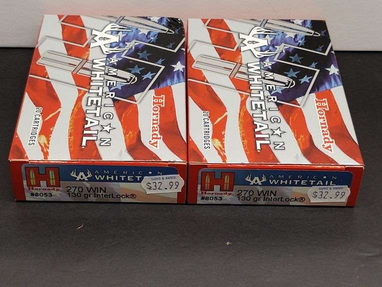 Two 20 Cartridge Boxes Hornady American Whitetail 270 WIN 130 Grain InterLock image