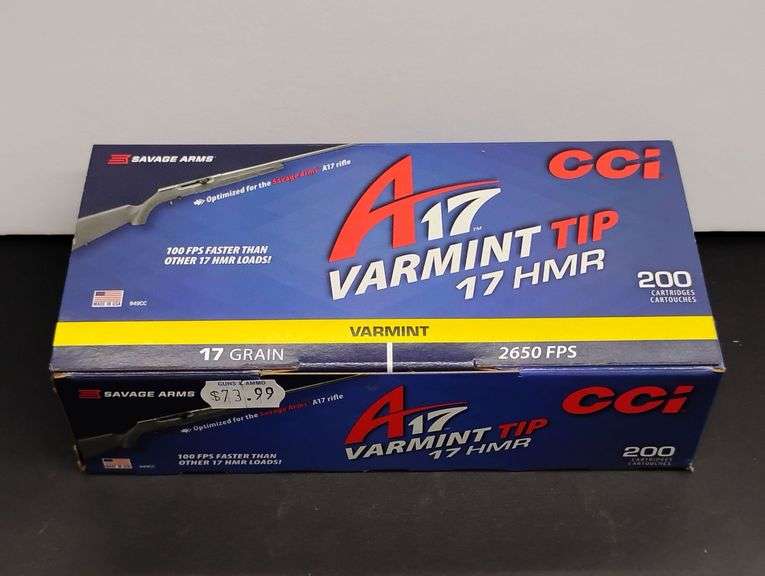One 200 Cartridge Box CCI A17 Varmit Tip 17 HMR 17 Grain image