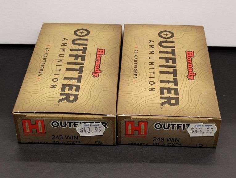 Two 20 Cartridge Boxes Hornady Outfitter 243 WIN 80 Grain CX image