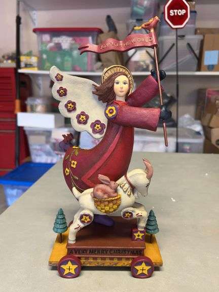 Beautiful Americana Christmas (DEMDACO) “Angel with Banner” figurine (resin)……12-1/2” tall and in original box image