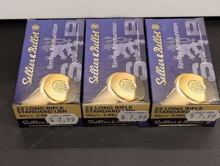 Three 50 Cartridge Boxes Sellier & Bellot 22 LR Rimfire 40gr image