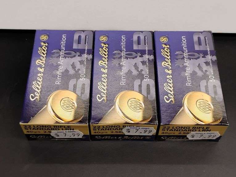 Three 50 Cartridge Boxes Sellier & Bellot 22 LR Rimfire 40gr image