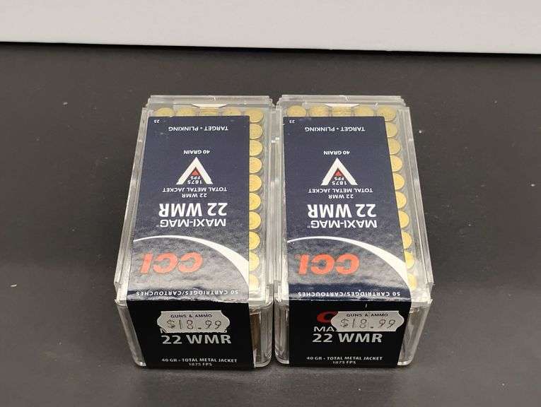 Two 50 Cartrige Boxes of CCI Maximag 22 WMR 40 Gr Total Metal Jacket image