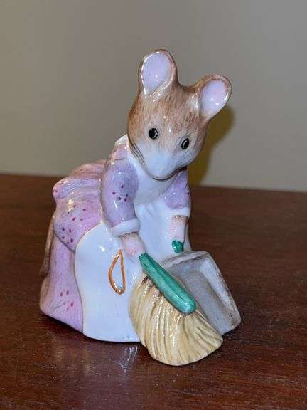 Vintage “Hunca Munca Sweeping” Porcelain Beatrix Potter Figurine- from Royal Albert England…..Copyright 1977 image