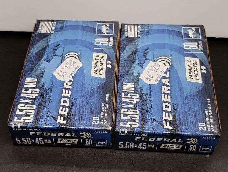 Two 20 Cartridge Boxes Federal JHP 5.56 x 45 50 Grain image