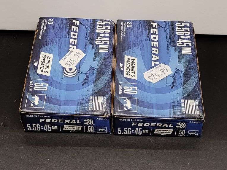 Two 20 Cartridge Boxes Federal JHP 5.56 x 45 50 Grain image