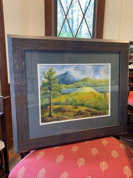 Framed/Matted/Signed Kathryn Feierabend mountains watercolor print…..24-1/2 x 20-1/2 image