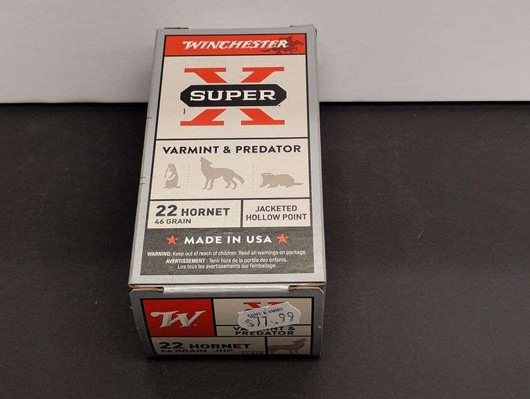 One 50 Round Box Winchester Super X 22 Hornet Jacketed Hollow Point 46 Grain image