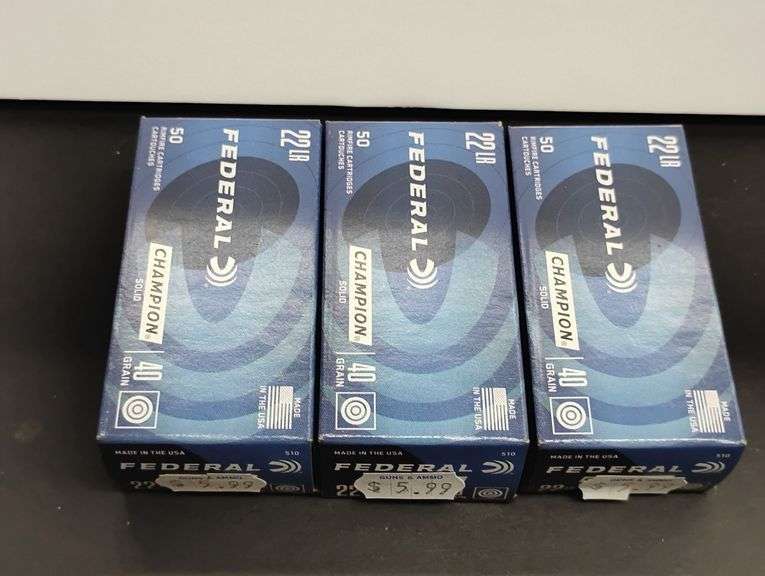 Three 50 Cartridge Boxes Federal 22 LR Rimfire 40gr image