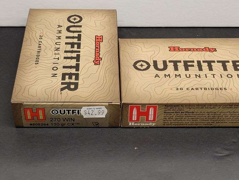 Two 20 Cartridge Boxes Hornady Outfitter 270 WIN 130 Grain CX image