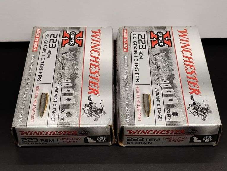 Two 20 Cartridge Boxes Winchester Super X 223 Rem. 55 Grain Boattail Hollow Point image