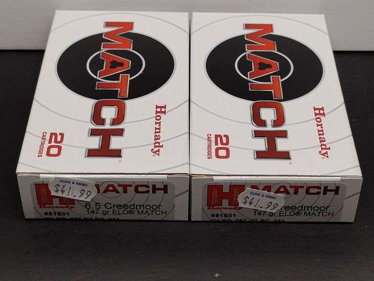 Two 20 Cartridge Boxes Hornady Match 6.5 Creedmoor 147 Grain ELD MATCH image