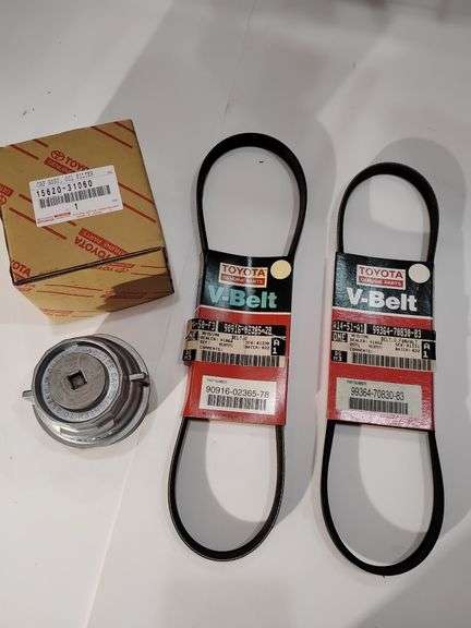 Toyota Belt V Part #90916-02365-78, Belt V Part #99364-70830-83 and Cap Assy, Oil Filter Part #15620-31060 image