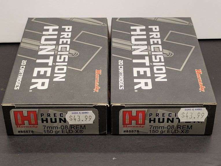 Two 20 Cartridge Boxes Hornady Precision Hunter 7mm-08 REM 150 Grain ELD-X image