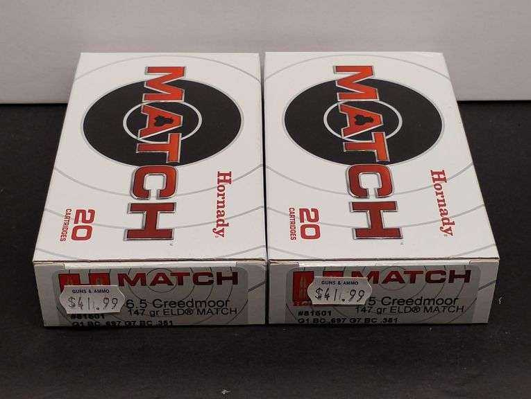 Two 20 Cartridge Boxes Hornady Match 6.5 Creedmoor 147 Grain ELD MATCH image