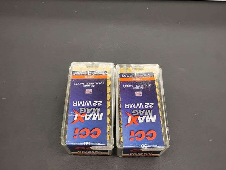 Two 50 Cartrige Boxes of CCI Maximag 22 WMR 40 Gr Total Metal Jacket image