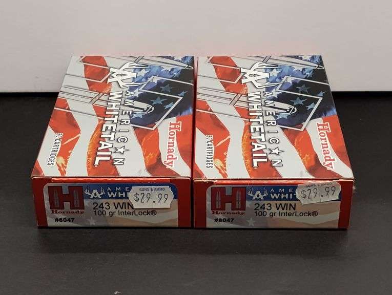 Two 20 Cartridge Boxes Hornady American Whitetail 243 WIN 100 Grain InterLock image