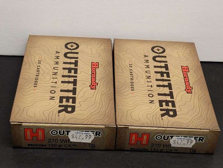 Two 20 Cartridge Boxes Hornady Outfitter 270 WIN 130 Grain CX image