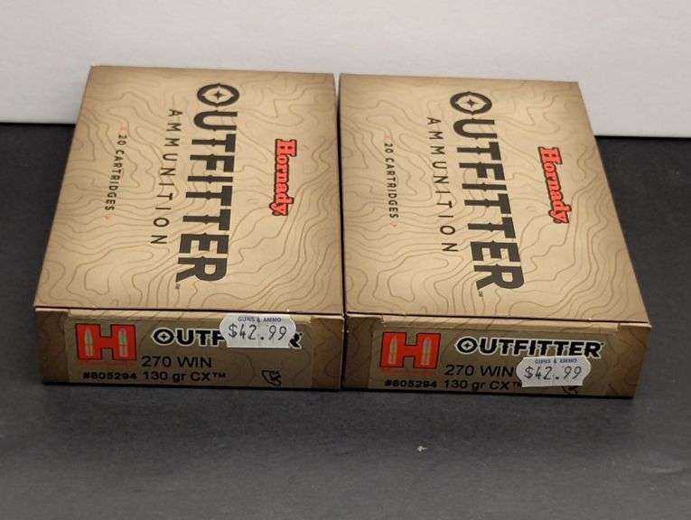 Two 20 Cartridge Boxes Hornady Outfitter 270 WIN 130 Grain CX image