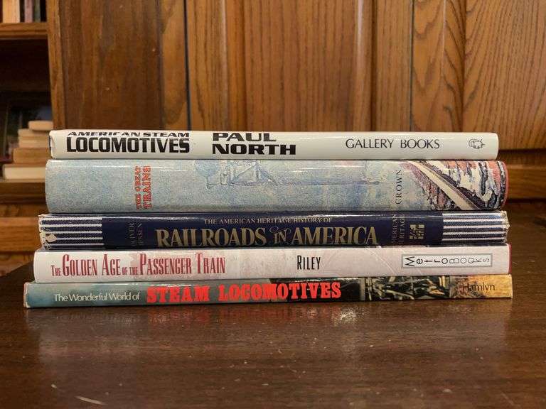 Grouping of (5) very nice hardback tabletop books relating to Railroads and Locomotives image