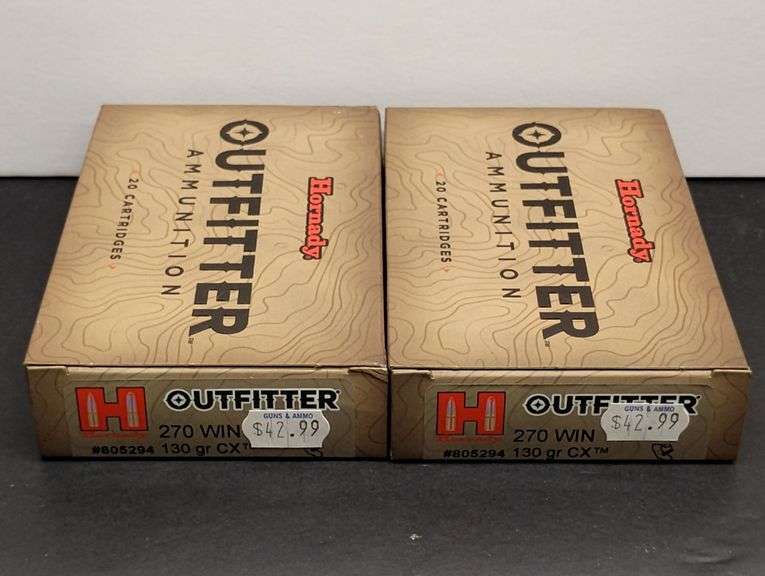 Two 20 Cartridge Boxes Hornady Outfitter 270 WIN 130 Grain CX image