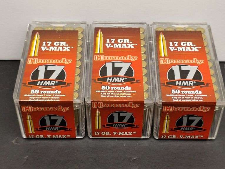 Three 50 Round Boxes Hornady 17 HMR 17 Grain V-MAX image