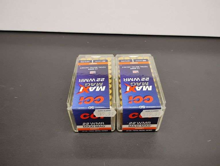 Two 50 Cartrige Boxes of CCI Maximag 22 WMR 40 Gr Total Metal Jacket image