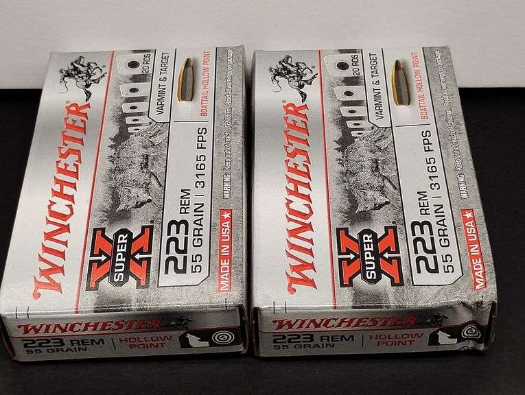 Two 20 Cartridge Boxes Winchester Super X 223 Rem. 55 Grain Boattail Hollow Point image