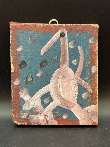 Authentic Signed Contemporary Artist Mose T White Tico Bird Folk Art with signature soda can tab hanger…..5-3/4 x 6-1/2 image