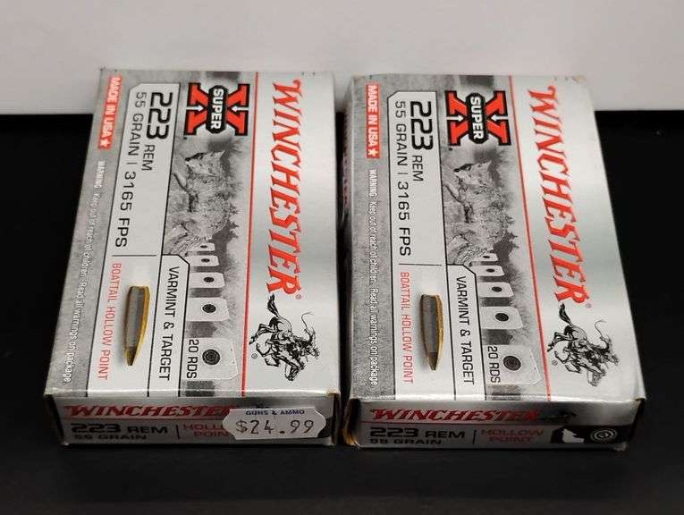 Two 20 Cartridge Boxes Winchester Super X 223 Rem. 55 Grain Boattail Hollow Point image