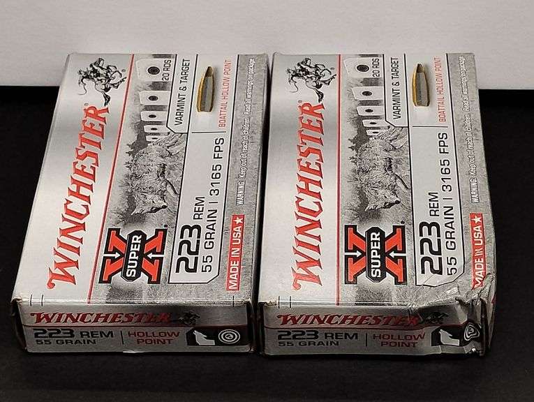 Two 20 Cartridge Boxes Winchester Super X 223 Rem. 55 Grain Boattail Hollow Point image