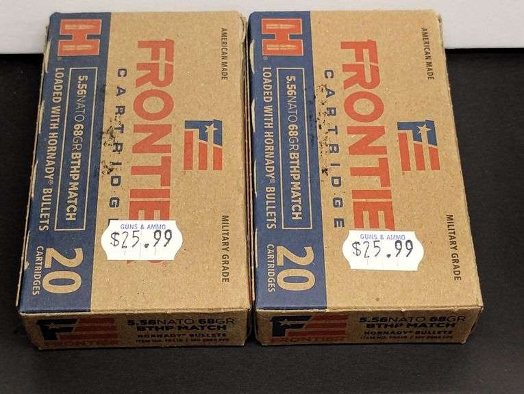 Two 20 Cartridge Boxes Frontier 5.56 NATO 68 Grain BTHP Match Loaded with Hornady Bullets image