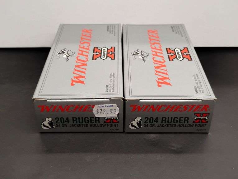 Two 20 Cartridge Boxes Winchester Super X 204 Ruger Jacketed Hollow Point 34 Grain image