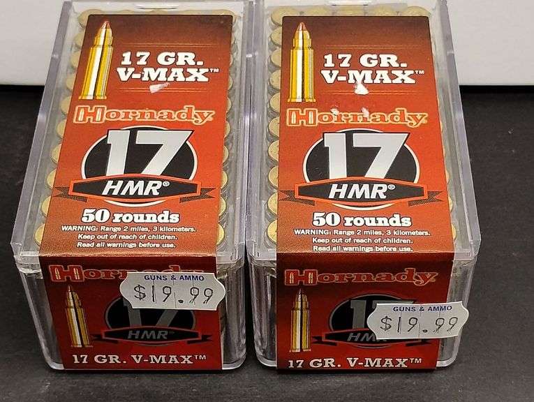 Two 50 Round Boxes Hornady 17 HMR V-Max 17 Grain image